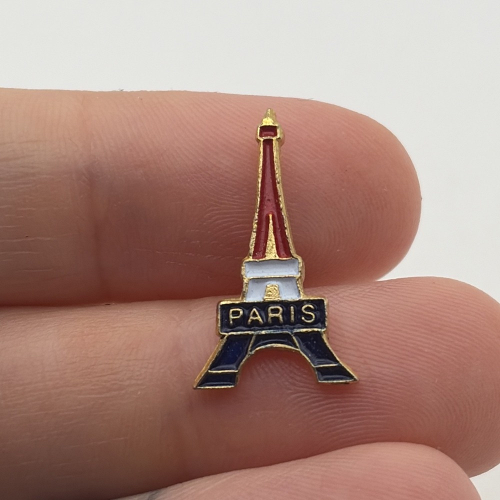 Eiffel Tower Paris France Red White Blue Souvenir Travel Tiny Lapel Hat Pin